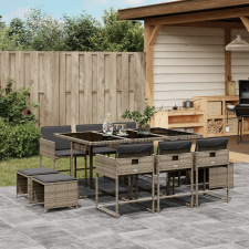 vidaXL 11 részes szürke polyrattan kerti ülőgarnitúra párnákkal kerti bútor