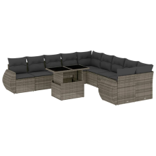 vidaXL 11 részes szürke polyrattan kerti ülőgarnitúra párnákkal kerti bútor