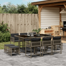 vidaXL 11 részes szürke polyrattan kerti ülőgarnitúra párnákkal kerti bútor