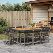 vidaXL 11 részes szürke polyrattan kerti ülőgarnitúra párnákkal kerti bútor
