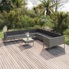 vidaXL 11 részes szürke polyrattan kerti ülőgarnitúra párnákkal kerti bútor