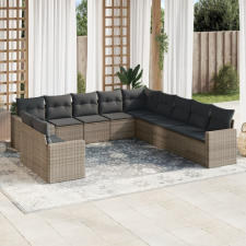 vidaXL 11 részes szürke polyrattan kerti ülőgarnitúra párnákkal kerti bútor