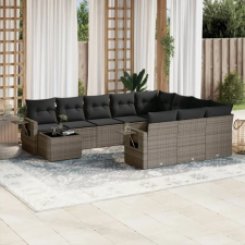 vidaXL 11 részes szürke polyrattan kerti ülőgarnitúra párnákkal kerti bútor