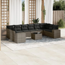 vidaXL 11 részes szürke polyrattan kerti ülőgarnitúra párnákkal kerti bútor