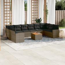 vidaXL 11 részes szürke polyrattan kerti ülőgarnitúra párnákkal kerti bútor