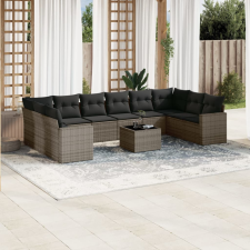 vidaXL 11 részes szürke polyrattan kerti ülőgarnitúra párnákkal kerti bútor