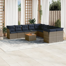 vidaXL 11 részes szürke polyrattan kerti ülőgarnitúra párnákkal kerti bútor