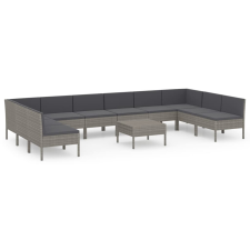 vidaXL 11 részes szürke polyrattan kerti ülőgarnitúra párnákkal (3094602) kerti bútor