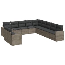 vidaXL 11 részes szürke polyrattan kerti ülőgarnitúra párnákkal (3219180) kerti bútor