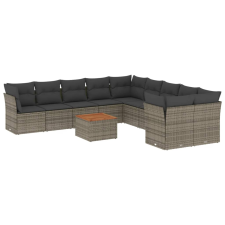 vidaXL 11 részes szürke polyrattan kerti ülőgarnitúra párnákkal (3223855) kerti bútor