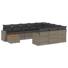 vidaXL 11 részes szürke polyrattan kerti ülőgarnitúra párnákkal (3224310) kerti bútor
