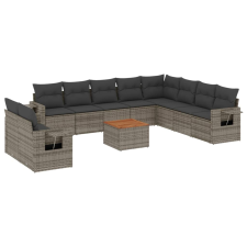 vidaXL 11 részes szürke polyrattan kerti ülőgarnitúra párnákkal (3224639) kerti bútor