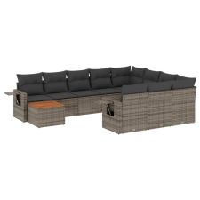 vidaXL 11 részes szürke polyrattan kerti ülőgarnitúra párnákkal (3224751) kerti bútor