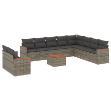 vidaXL 11 részes szürke polyrattan kerti ülőgarnitúra párnákkal (3226123) kerti bútor
