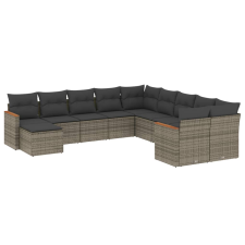 vidaXL 11 részes szürke polyrattan kerti ülőgarnitúra párnákkal (3226571) kerti bútor