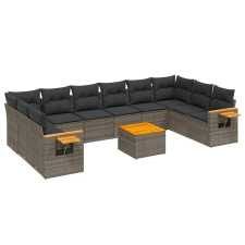 vidaXL 11 részes szürke polyrattan kerti ülőgarnitúra párnákkal (3227173) kerti bútor