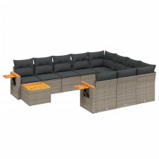 vidaXL 11 részes szürke polyrattan kerti ülőgarnitúra párnákkal (3227208) kerti bútor