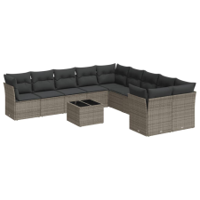 vidaXL 11 részes szürke polyrattan kerti ülőgarnitúra párnákkal (3250089) kerti bútor