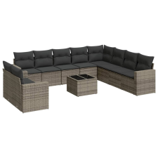 vidaXL 11 részes szürke polyrattan kerti ülőgarnitúra párnákkal (3251517) kerti bútor