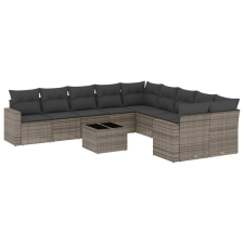 vidaXL 11 részes szürke polyrattan kerti ülőgarnitúra párnákkal (3251857) kerti bútor