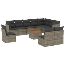 vidaXL 11 részes szürke polyrattan kerti ülőgarnitúra párnákkal (3256032) kerti bútor