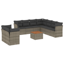 vidaXL 11 részes szürke polyrattan kerti ülőgarnitúra párnákkal (3256046) kerti bútor