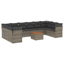 vidaXL 11 részes szürke polyrattan kerti ülőgarnitúra párnákkal (3256165) kerti bútor