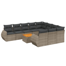 vidaXL 11 részes szürke polyrattan kerti ülőgarnitúra párnákkal (3257516) kerti bútor