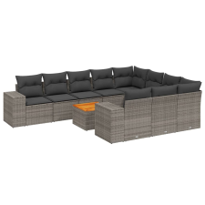 vidaXL 11 részes szürke polyrattan kerti ülőgarnitúra párnákkal (3257957) kerti bútor