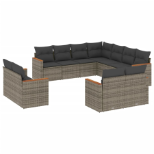 vidaXL 11 részes szürke polyrattan kerti ülőgarnitúra párnákkal (3258903) kerti bútor
