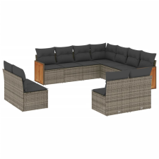 vidaXL 11 részes szürke polyrattan kerti ülőgarnitúra párnákkal (3260170) kerti bútor