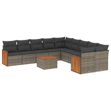 vidaXL 11 részes szürke polyrattan kerti ülőgarnitúra párnákkal (3260443) kerti bútor