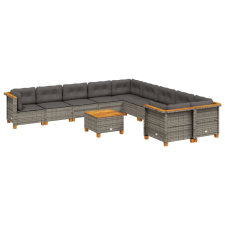 vidaXL 11 részes szürke polyrattan kerti ülőgarnitúra párnákkal (3262050) kerti bútor