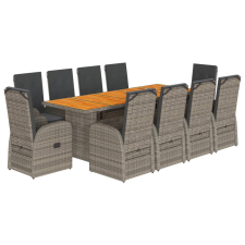 vidaXL 11 részes szürke polyrattan kerti ülőgarnitúra párnákkal (3277612) kerti bútor
