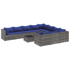 vidaXL 11 részes szürke polyrattan kerti ülőgarnitúra párnákkal (3308343) kerti bútor