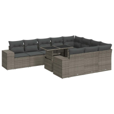 vidaXL 11 részes szürke polyrattan kerti ülőgarnitúra párnákkal (3326871) kerti bútor