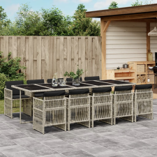 vidaXL 11 részes világosszürke polyrattan kerti ülőgarnitúra párnákkal kerti bútor