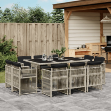 vidaXL 11 részes világosszürke polyrattan kerti ülőgarnitúra párnákkal kerti bútor