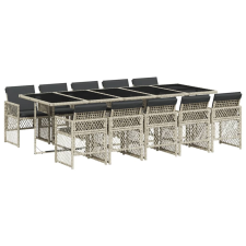 vidaXL 11 részes világosszürke polyrattan kerti ülőgarnitúra párnákkal kerti bútor