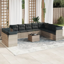 vidaXL 11 részes világosszürke polyrattan kerti ülőgarnitúra párnákkal kerti bútor