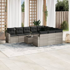 vidaXL 11 részes világosszürke polyrattan kerti ülőgarnitúra párnákkal kerti bútor
