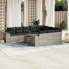 vidaXL 11 részes világosszürke polyrattan kerti ülőgarnitúra párnákkal kerti bútor