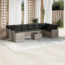 vidaXL 11 részes világosszürke polyrattan kerti ülőgarnitúra párnákkal kerti bútor