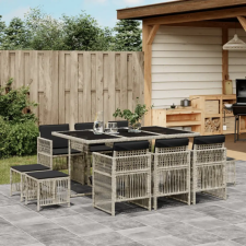 vidaXL 11 részes világosszürke polyrattan kerti ülőgarnitúra párnákkal kerti bútor