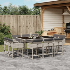 vidaXL 11 részes világosszürke polyrattan kerti ülőgarnitúra párnákkal kerti bútor