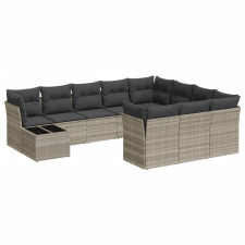 vidaXL 11 részes világosszürke polyrattan kerti ülőgarnitúra párnákkal (3218262) kerti bútor