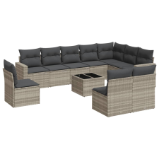 vidaXL 11 részes világosszürke polyrattan kerti ülőgarnitúra párnákkal (3219112) kerti bútor