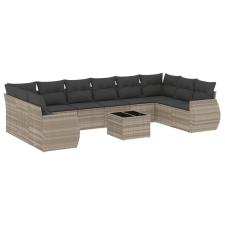 vidaXL 11 részes világosszürke polyrattan kerti ülőgarnitúra párnákkal (3221881) kerti bútor