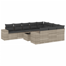vidaXL 11 részes világosszürke polyrattan kerti ülőgarnitúra párnákkal (3223101) kerti bútor