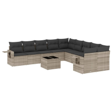 vidaXL 11 részes világosszürke polyrattan kerti ülőgarnitúra párnákkal (3253059) kerti bútor